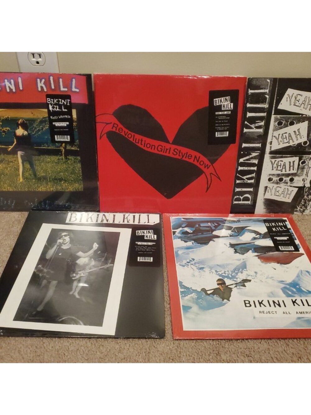 Lot of 5 Bikini Kill Records (New): S/T, Revolution Girl, Yeah Yeah Yeah Yeah